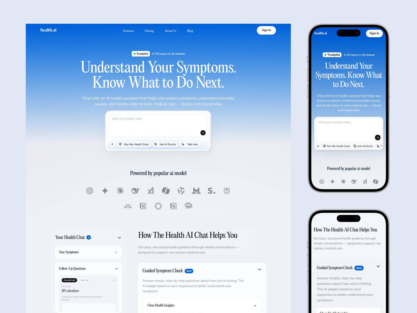 AI-Powered Symptom Assessment Platform accessibility ai health app healthcare medical app product design saas ui design usability ux design web design