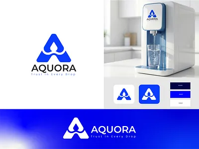 Aquora — Premium Water Brand Logo branding design graphic design illustration logo typography vector