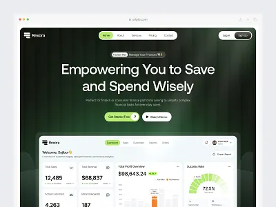 Finance SaaS Landing Page b2b saas crm saas landing page design modern saas website oripio product design saas saas landing page saas landing page design saas website sales dashboard sales management sales pipeline ui ux design web design