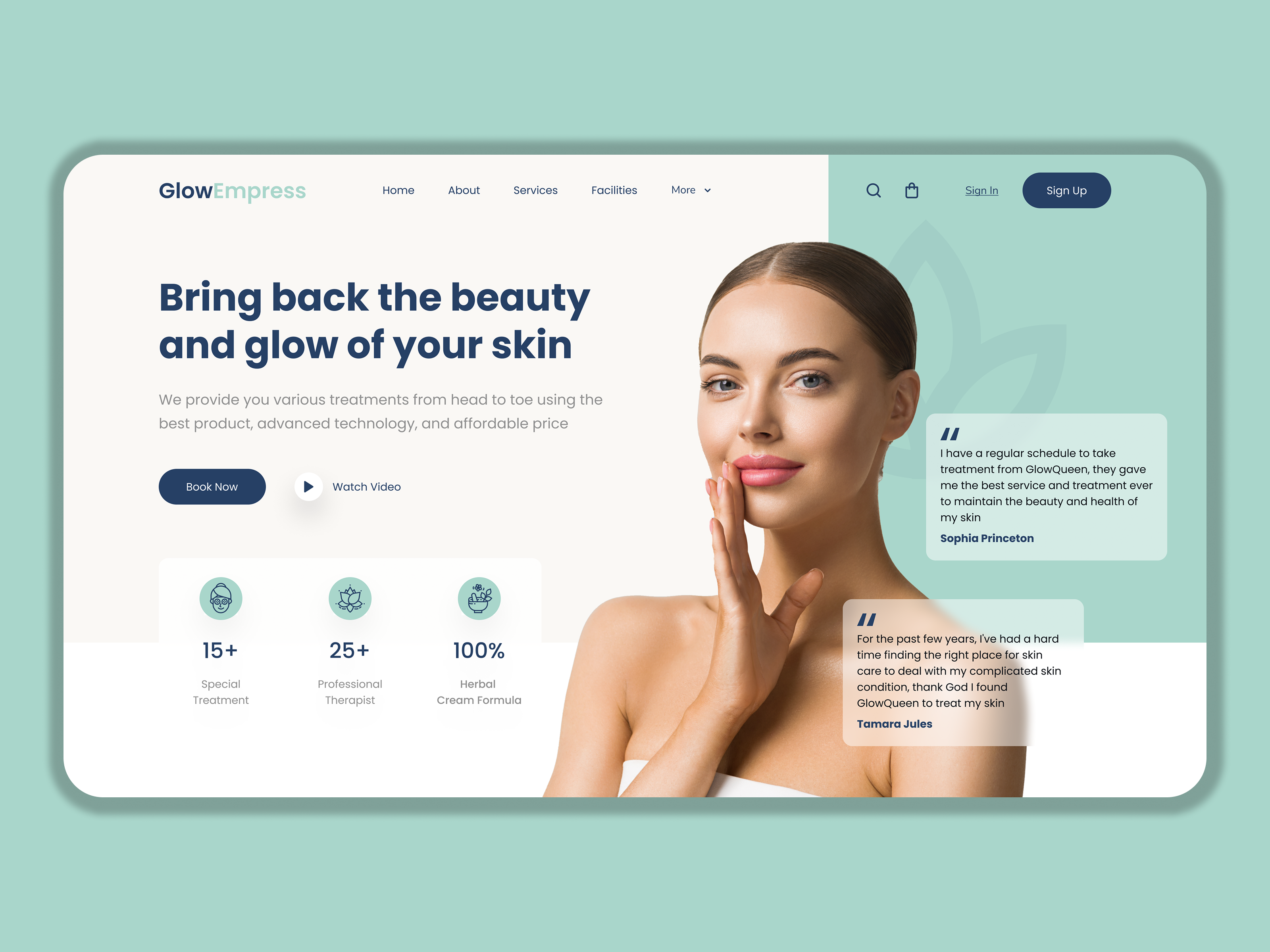 Premium Skincare Website UI — Beauty & Self-Care beautybrand beautylandingpage brandidentity conversiondesign creativeui designinspiration digitalwellness dribbble figmadesign healthandbeauty landingpageui luxuryui minimalui modernweb saaslandingpage skincareui spawebsite uiuxdesign webdesign wellnessdesign
