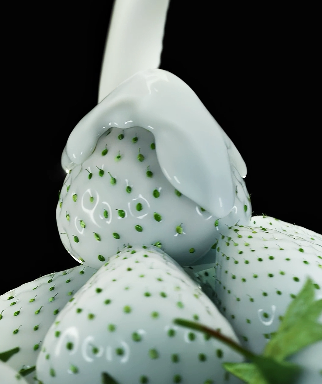 White Strawberry 3d animation motion graphics