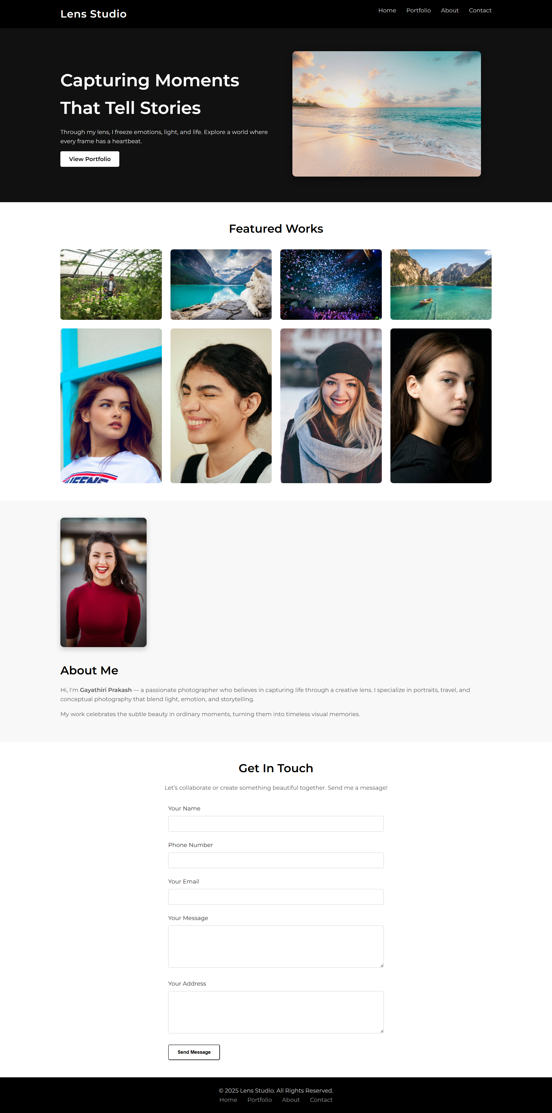 LensStudio Photography Website Landing Page UI Design advertisement branding design graphic design illustration logo typography ui ux vector