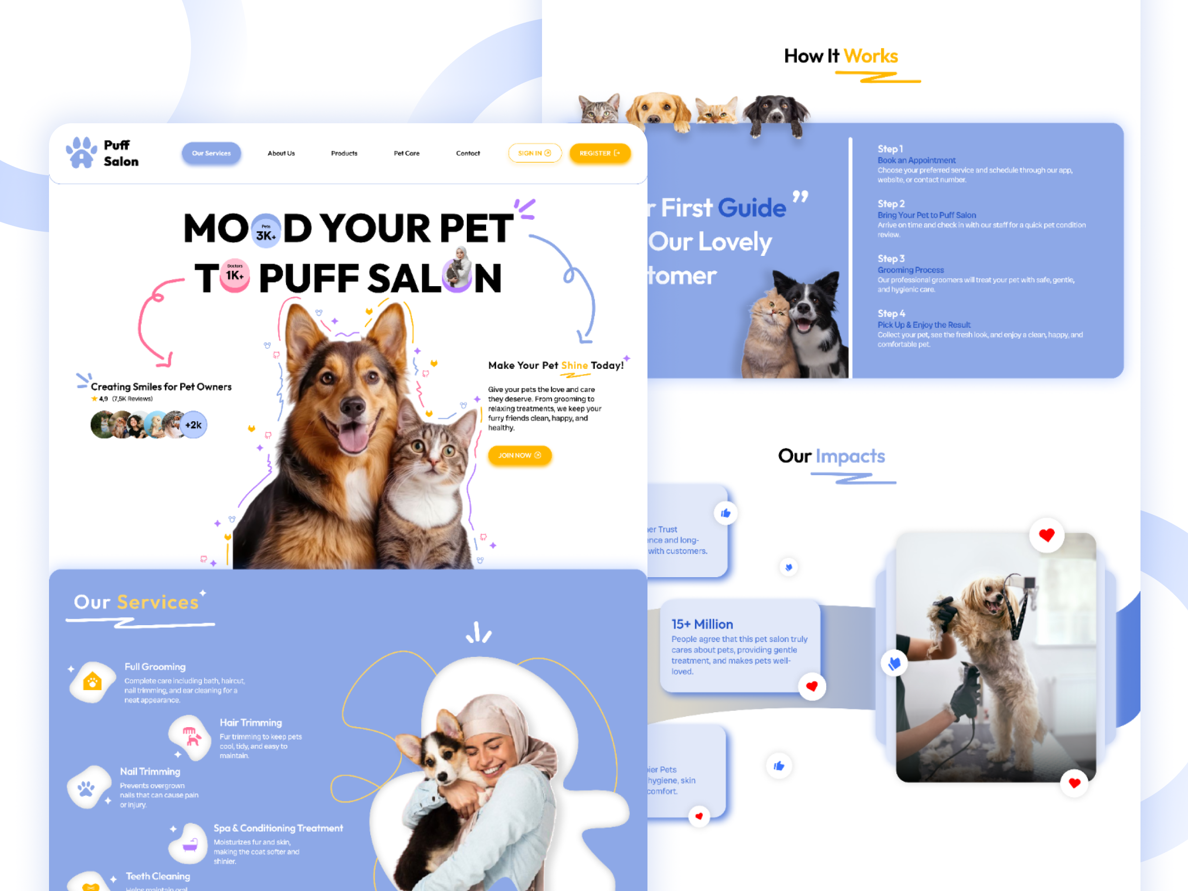 PUFF SALON UI WEBSITE app branding design graphic design landing page logo ui web website