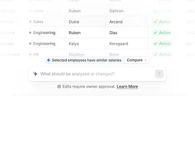 AI CRM / Table Data Insights ai change crm data input insights recommendation table
