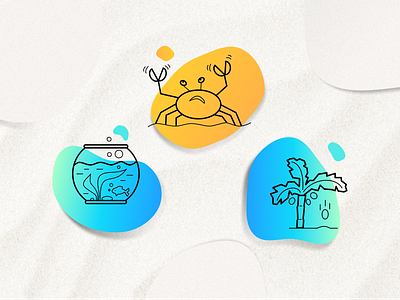 Website icons aquarium beach crab figma graphic design icon illustration palm sea web