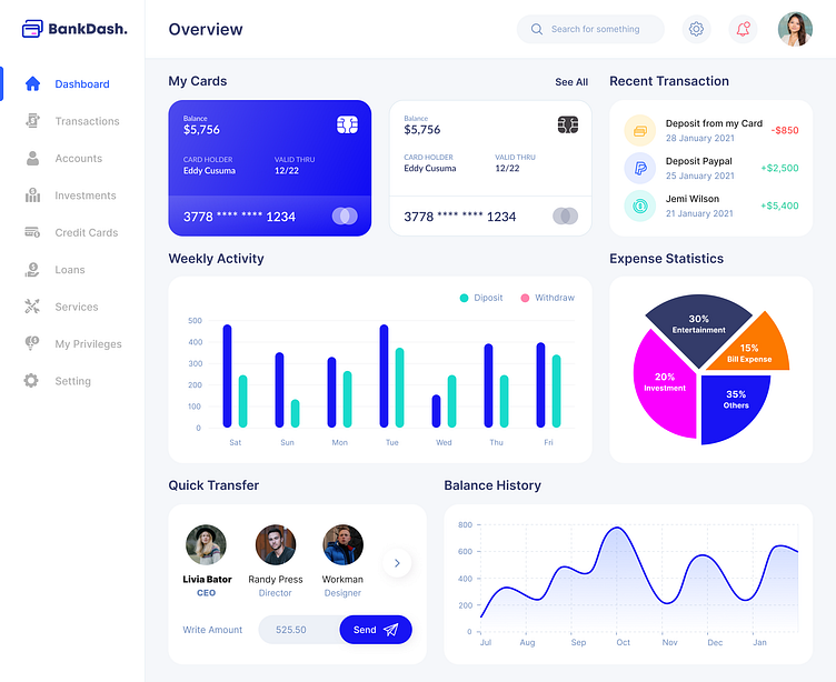 Fintech Banking Dashboard UI — Modern Financial Web App Design by ...