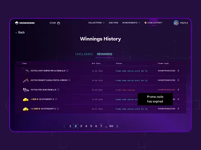 Winnings History – Web UI, Rewards Dashboard, Dark Mode dark mode dashboard dashboard design history interface modern ui product design purple ui ui design ui ux ui ux design user experience user interface ux ux design web design web ui website website design