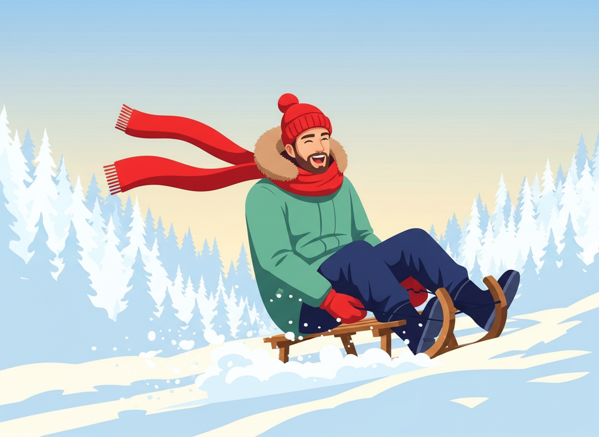 Winter Fun & Holiday Recreation Vector Set adventure christmas festive holiday illustration landscape illustration outdoor recreation sledding snow travel vector winter