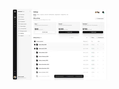 Billing settings — Untitled UI billing plans product design saas settings page table ui design
