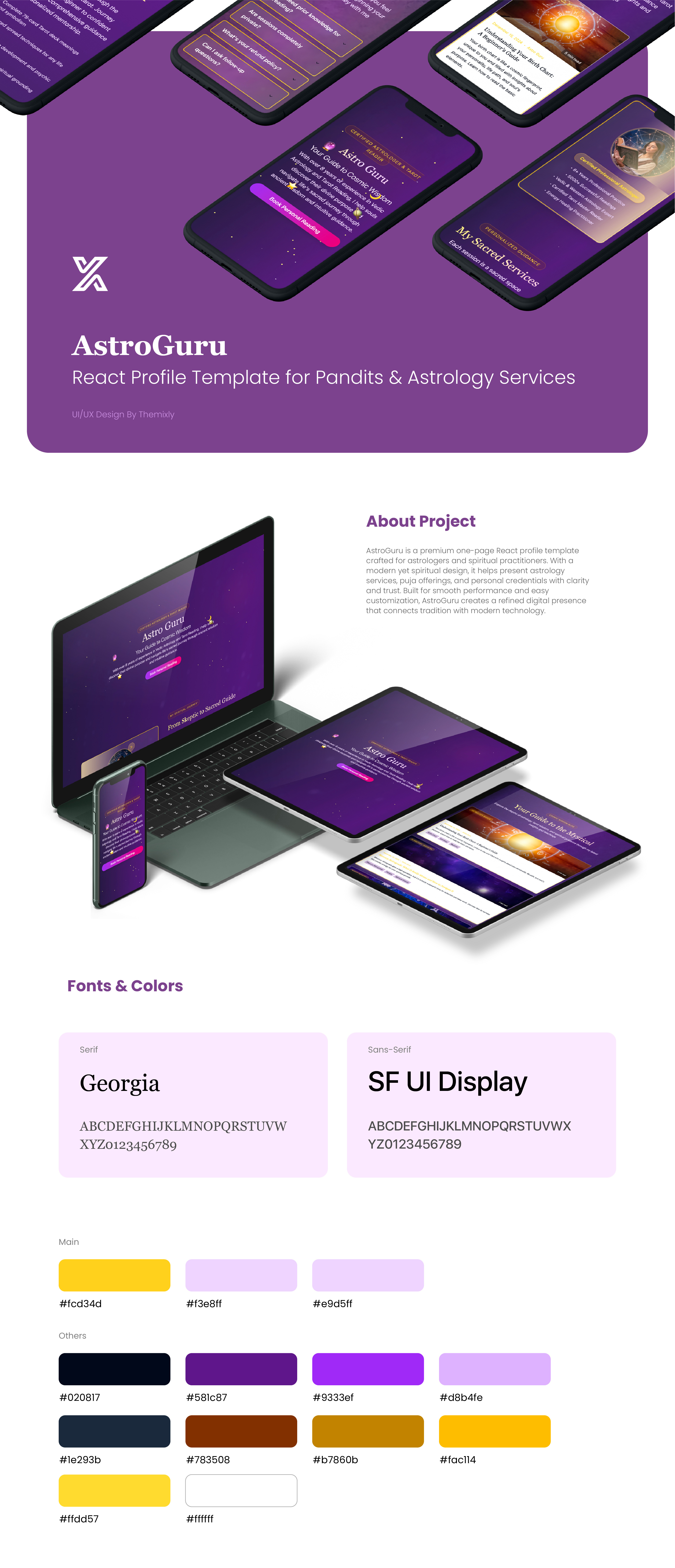 AstroGuru – Astrology React Profile Template astrology ui dark ui landing page modern ui profile website react template responsive design spiritual design ui design ux design web design