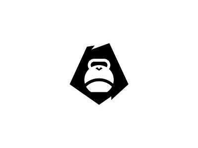 Gorilla + Kettlebell Gym Logo animal logo design fitness gorilla gorilla logo gym icon kettlebell logo modern logo negative space pictorial mark simple logo weight