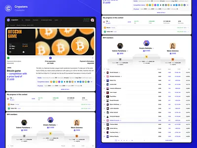 Crypsters: Open Contest Page Design bitcoin contest crypsters crypto cryptocurrency design interface leaderboard light table ui ui ux ux web website