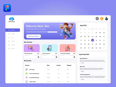 Courses Dashboard Design dashboard dashboard ui modern design student dashboard trendy design ui design web app