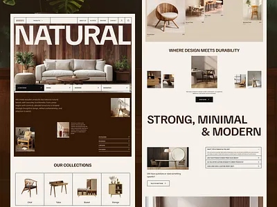 WoodSpo – Wooden Furniture Landingpage Design bold branding dark mode decor design furniture store furniture website ikea interior interior design agency landing page minimal online store organic typography ui ux web design website wooden