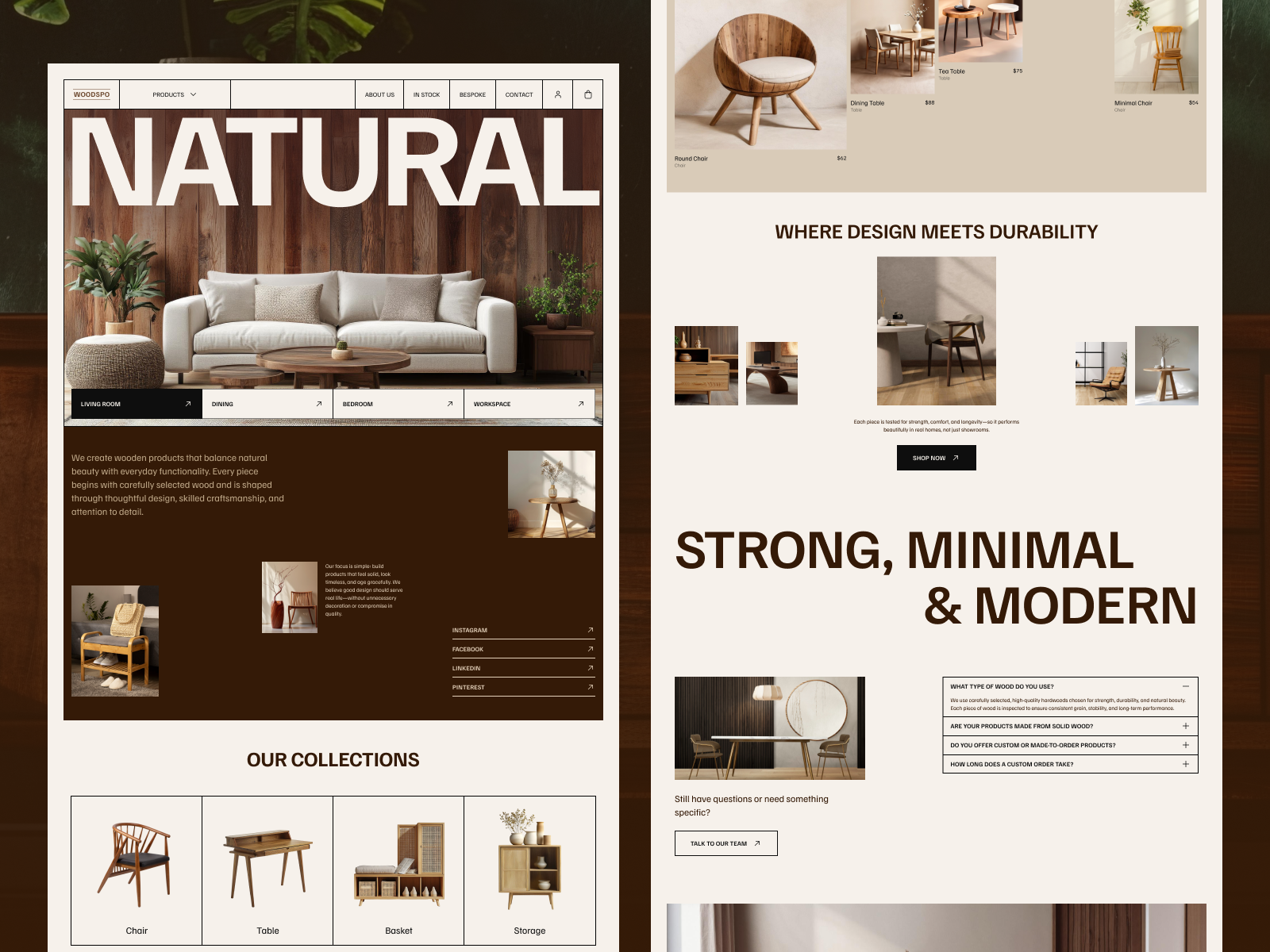 Example of WoodSpo – Wooden Furniture Landingpage Design