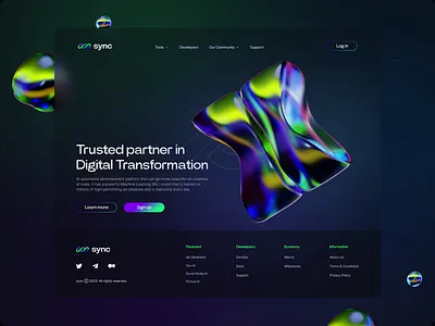 sync landing page 3d ai animation branding illustration landing page ui