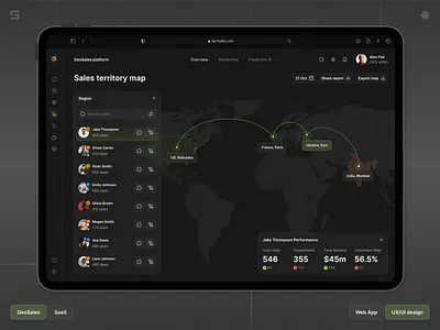 Sales Analytics Dashboard Design – GeoSales admin dashboard analytics dashboard b2b saas core app dashboard dashboard client dashboard design dashboard ideas dashboard ui data analytics data visualization map designs map ui modern dashboard phenomenon studio saas dashboard sales deck design sales funnel dashboard sales management dashboard web app web dashboard