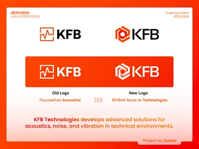 KFB Technologies Logo Redesign acoustics brand system branding corporate creative logo design gradient logo identity identity system jeroen van eerden kfb logo logo core logo redesign modern corporate modern logo polish tech technologies visual identity design