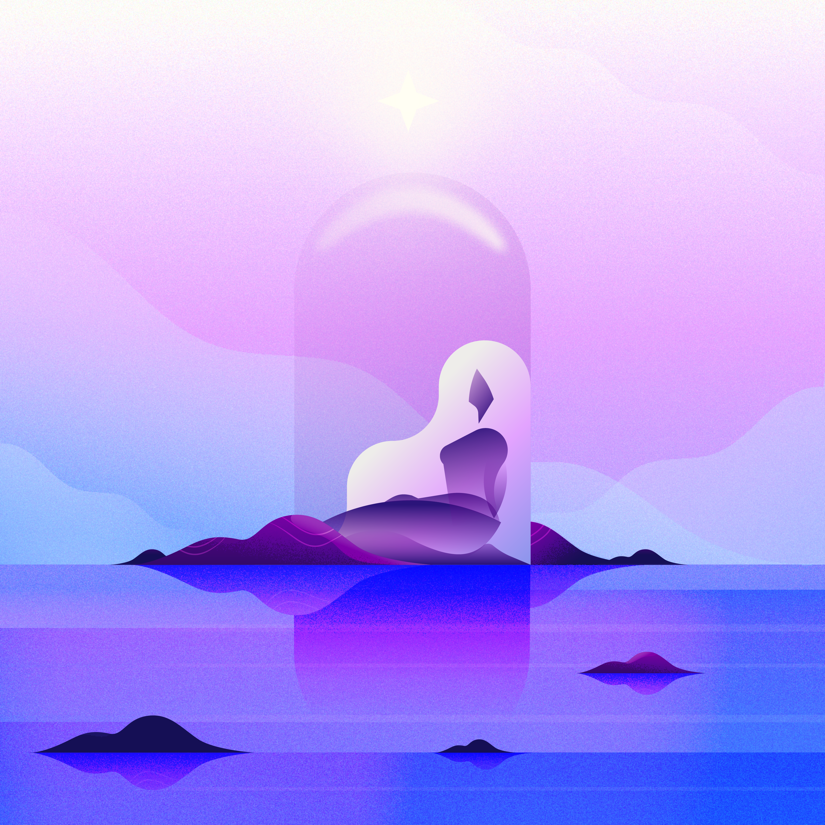 Mermaid. branding design grainy graphic design icon illustration line mermaid minimal noise ocean retro simple ui water woman