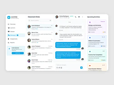 LearnHub - Student Management Chat Dashboard branding dashboard edtech education graphic design illustration logo portal ui uiux ux web website