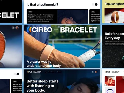 Health Tech Website UI for Smart Wearables branding creative dashboard design ecommerce design fitness app health tech landing page medical website mobile app product design saas design smart ai startup website ui design ux design wearable technology web app web design website design website ui
