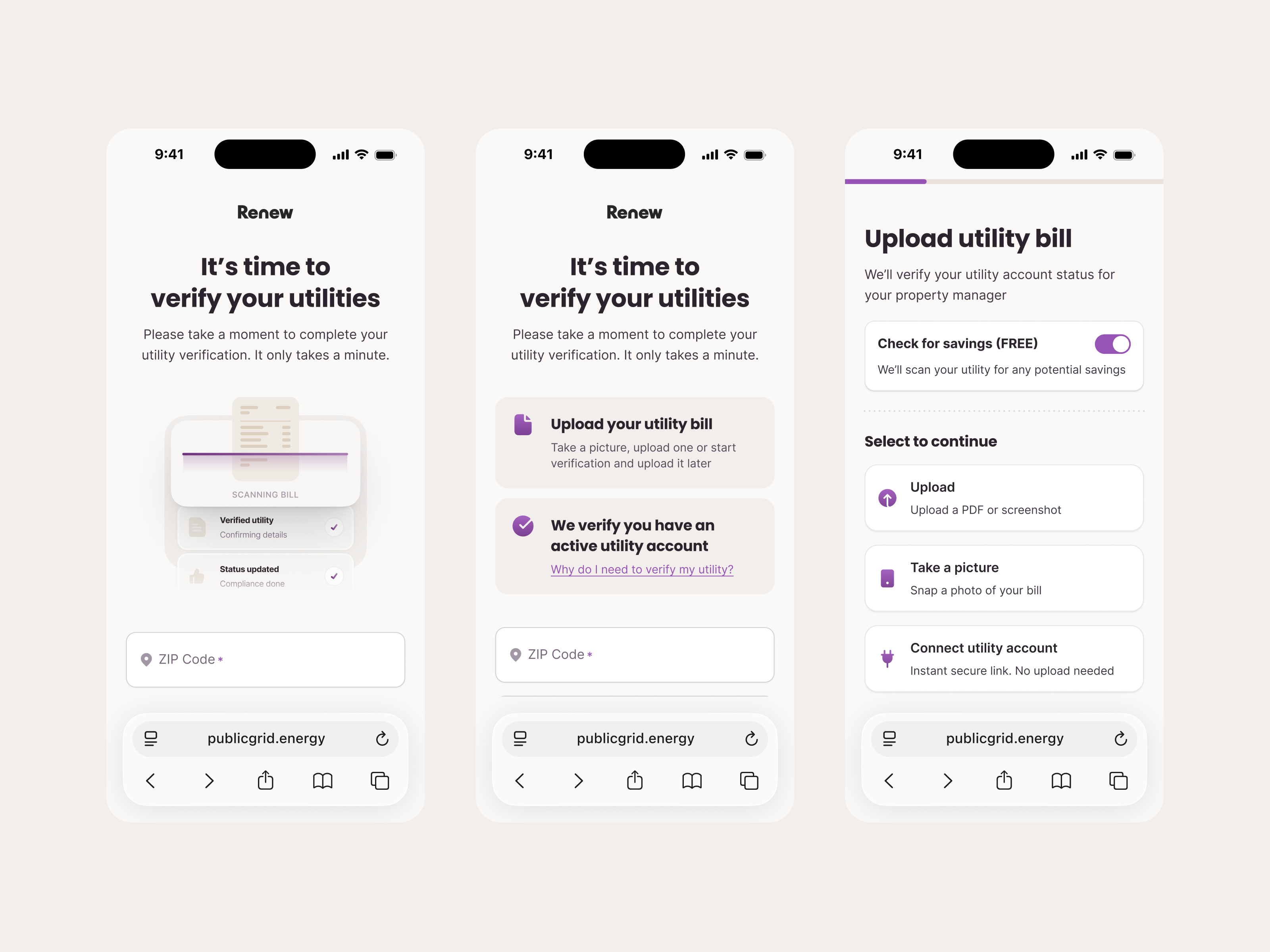 Onboarding Flow: Making Utility Verification Friendly 🪄 ai bento illustration bill crm illustration mobile onboarding onboarding process saas step by step upload file uploading utilities utility utility upload verification verification onboarding verification process verification step zip code