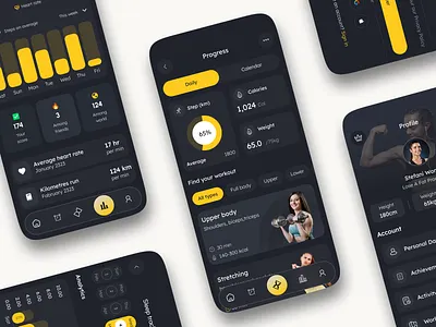 Fitness Dashboard Mobile UI app design apps dashboard design fitness app fitness tracker gym health health app health tracker minimalist mobile app mobile dashboard modern app ui product design sport tracking app ui ux deisgn workout