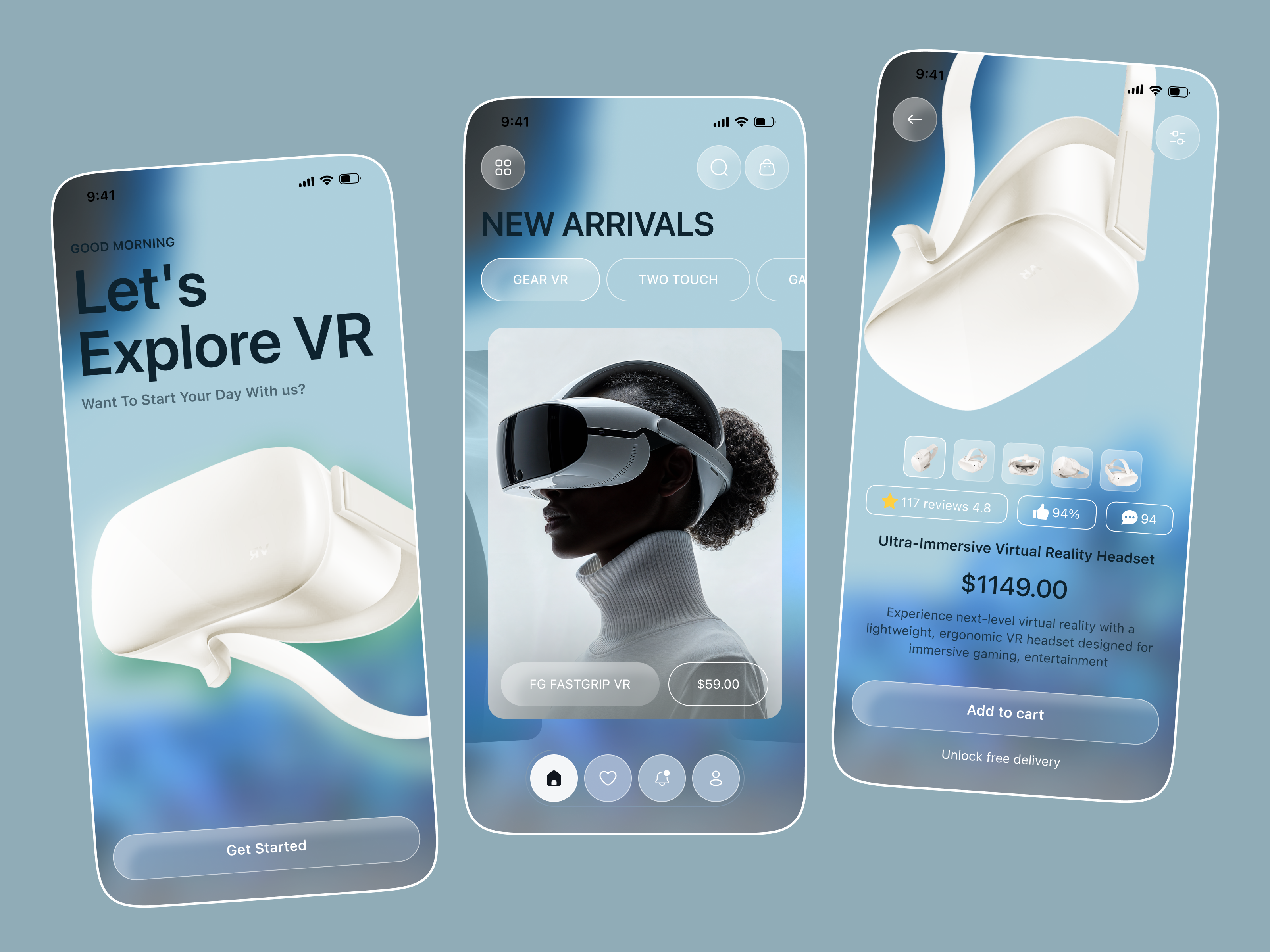 VR Headset E-Commerce Mobile App app design ecommerce futuretech marketplace mobile mobile app product design shopping app tech ui ux design virtual reality vr