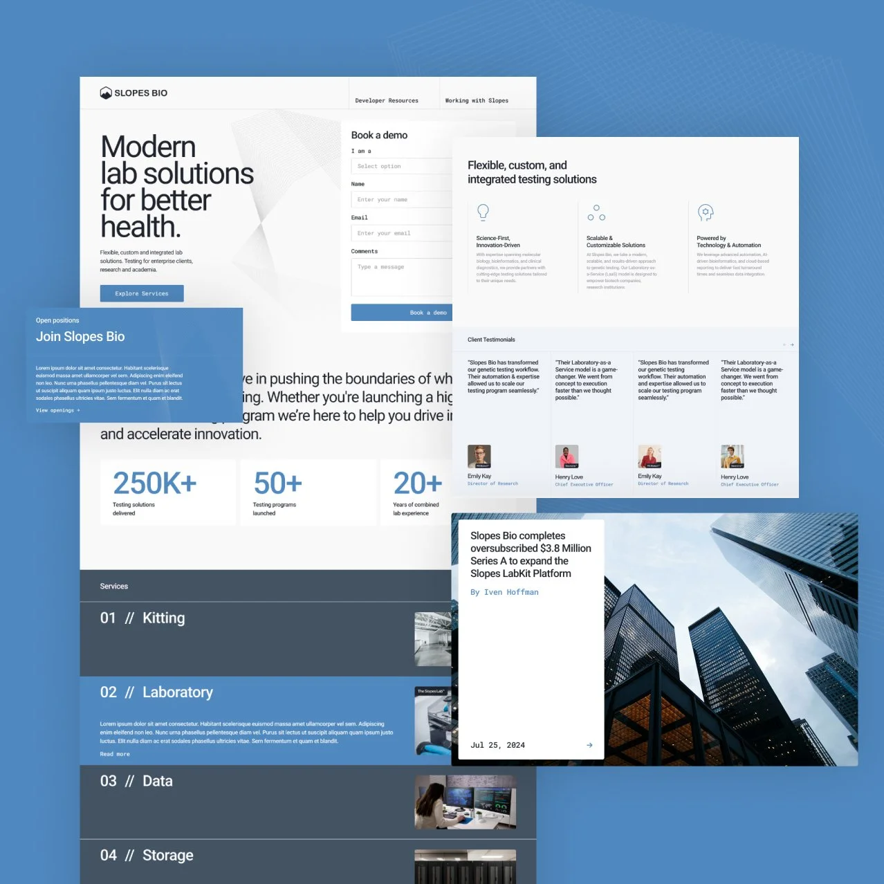 Slopes Bio — Biotechnology Website Design biotech website digital product design healthcare branding life sciences medical technology modern web design scientific branding squarespace design ui ux design website design