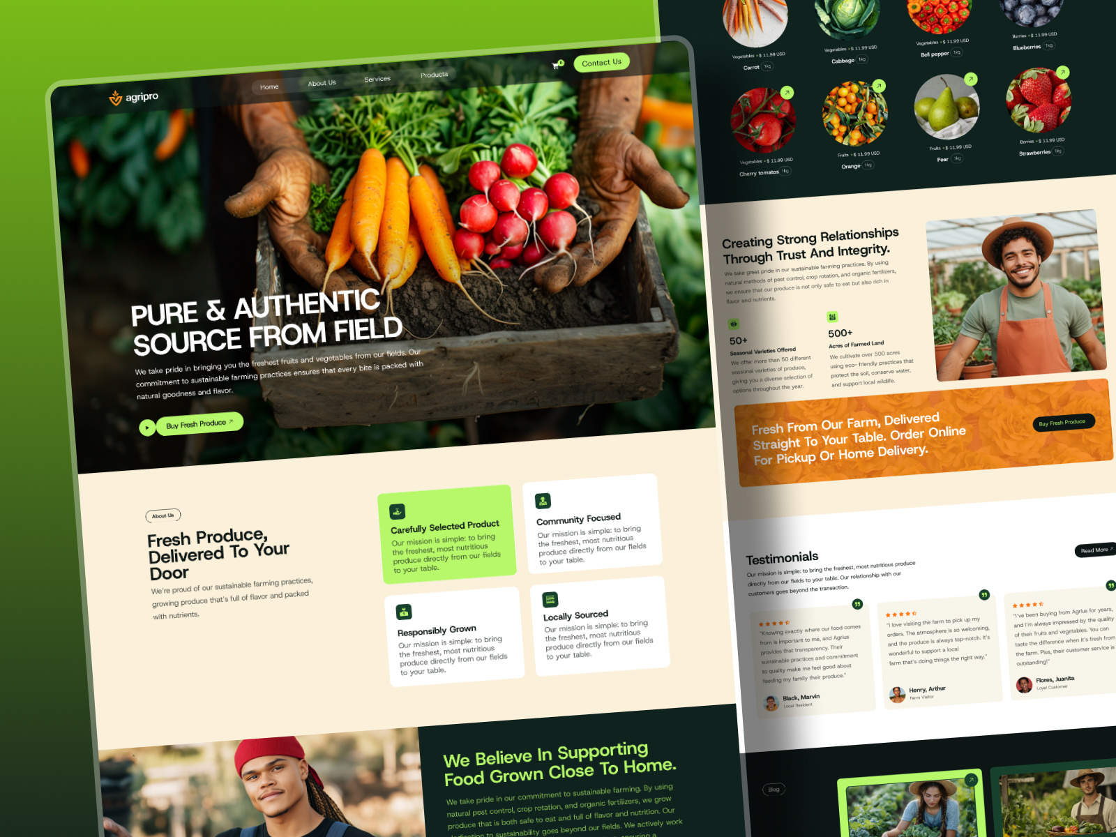 Where Authentic Farms Meet Smart Design Solution agri agri landing page agri website branding development ecommerce farm farming farming landing page food landing page header shot landing page pro shopify techwitpro uiux vegetable web uiux webflow
