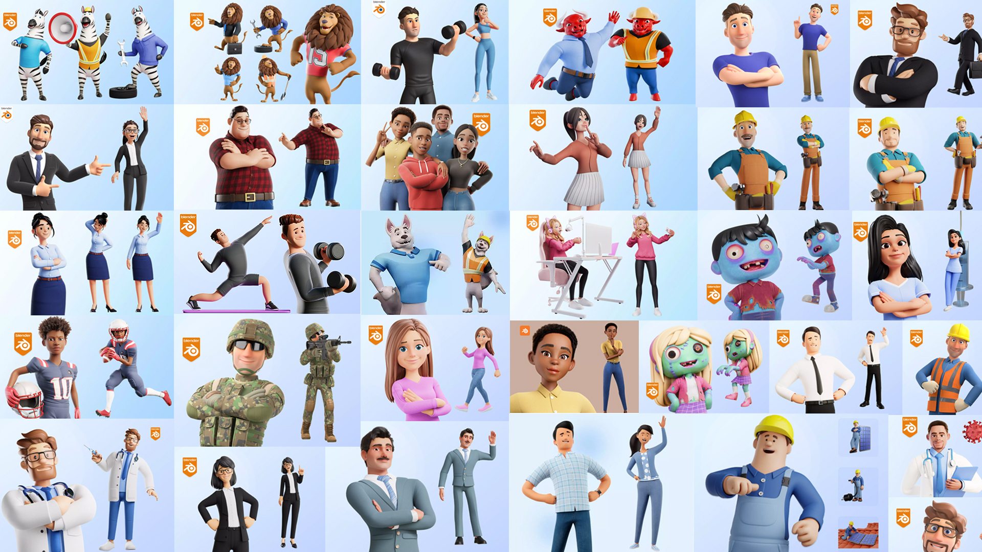 Various 3D models 3d 3d model 3d models blender branding cartoon cute design game gaming graphic design human illustration illustrations mascot render stylized threedee ui