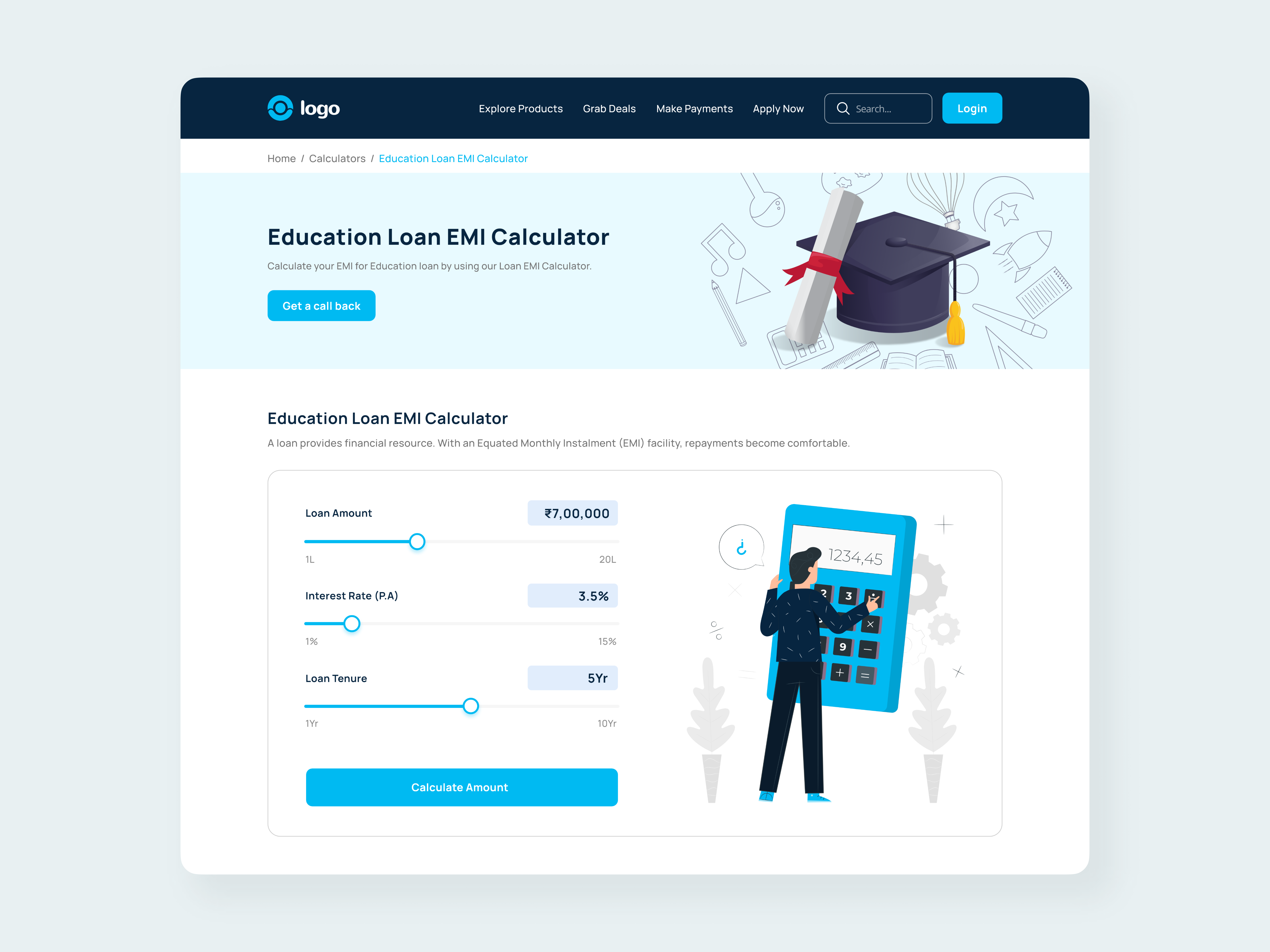 Education Loan EMI Calculator UI Design By Ananthu Dileep On Dribbble   Original Da96330ff3f85bd24d40b1477d5e38cd 