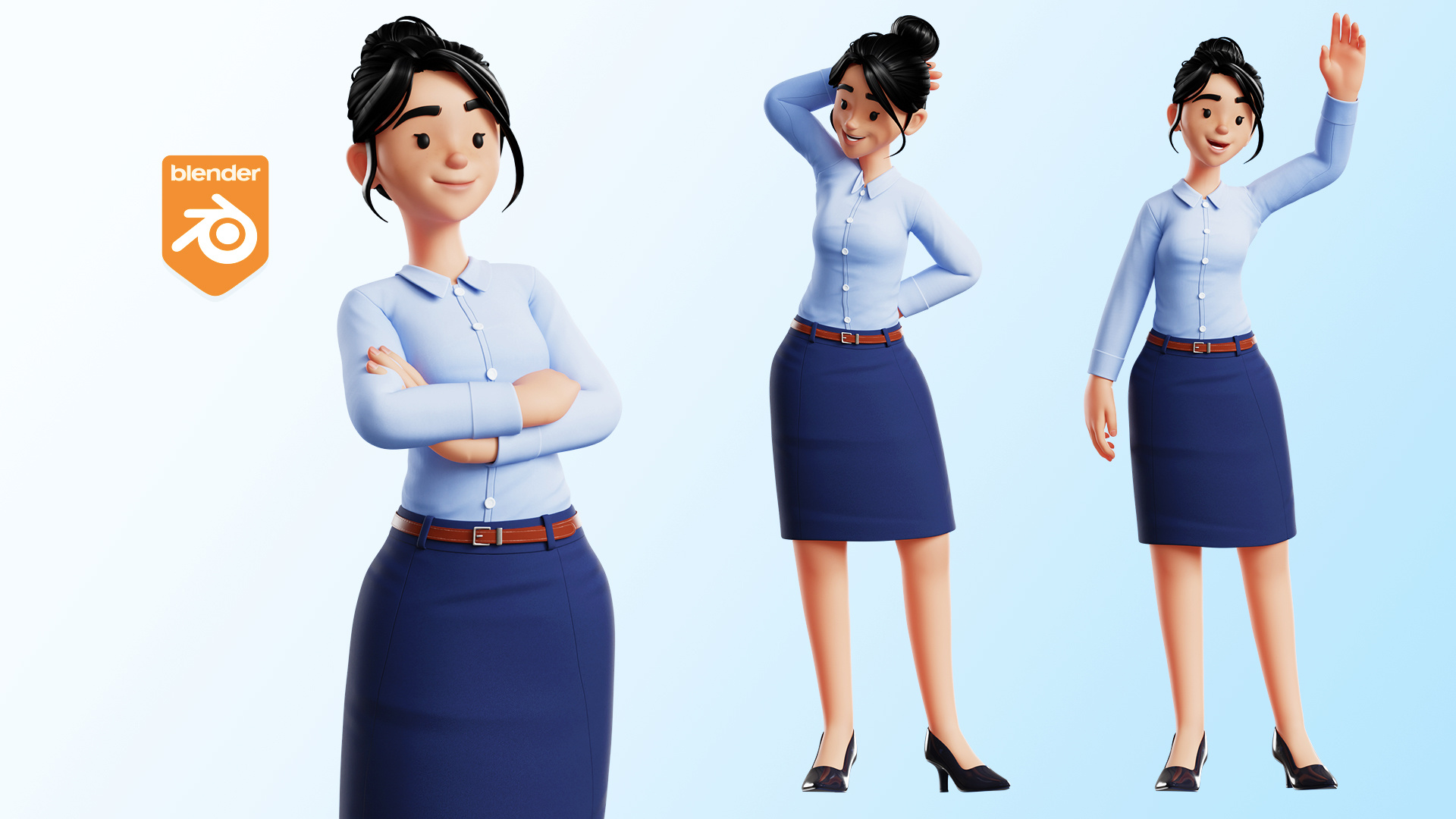 Business female 3D model 3d blender branding business corporate cute design female game illustration illustrations job office render resources ui woman