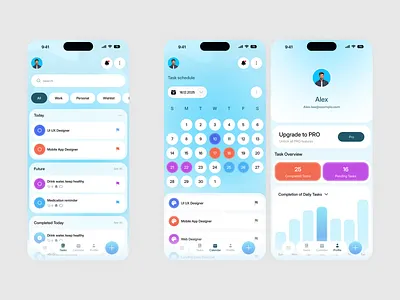 Modern Productivity iOS mobile app app design card date details ios ios app layout marketing minimal mobile app mobile app design mobile ui productivity productivity app schedule task management