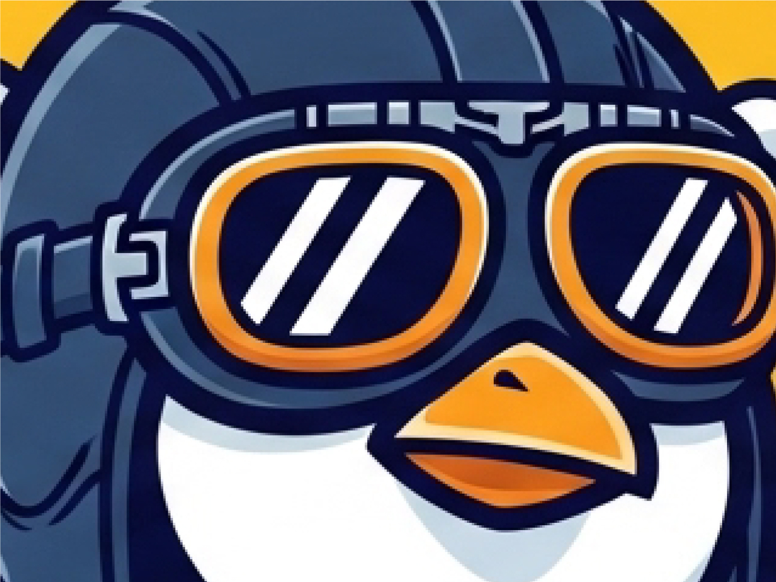 Penguin Pilot Mascot Design adventure animal apparel arctic aviator bird branding character flying goggles illustration logo mascot mustard navy penguin pilot playful sky vector