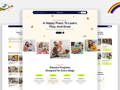 Kindergarten & Daycare Website Landing Page - Babychamp childcare website design daycare website landing page figma figma preschool ui kids education website kindergarten website design landing page preschool website ui school landing page ui web design webflow daycare template