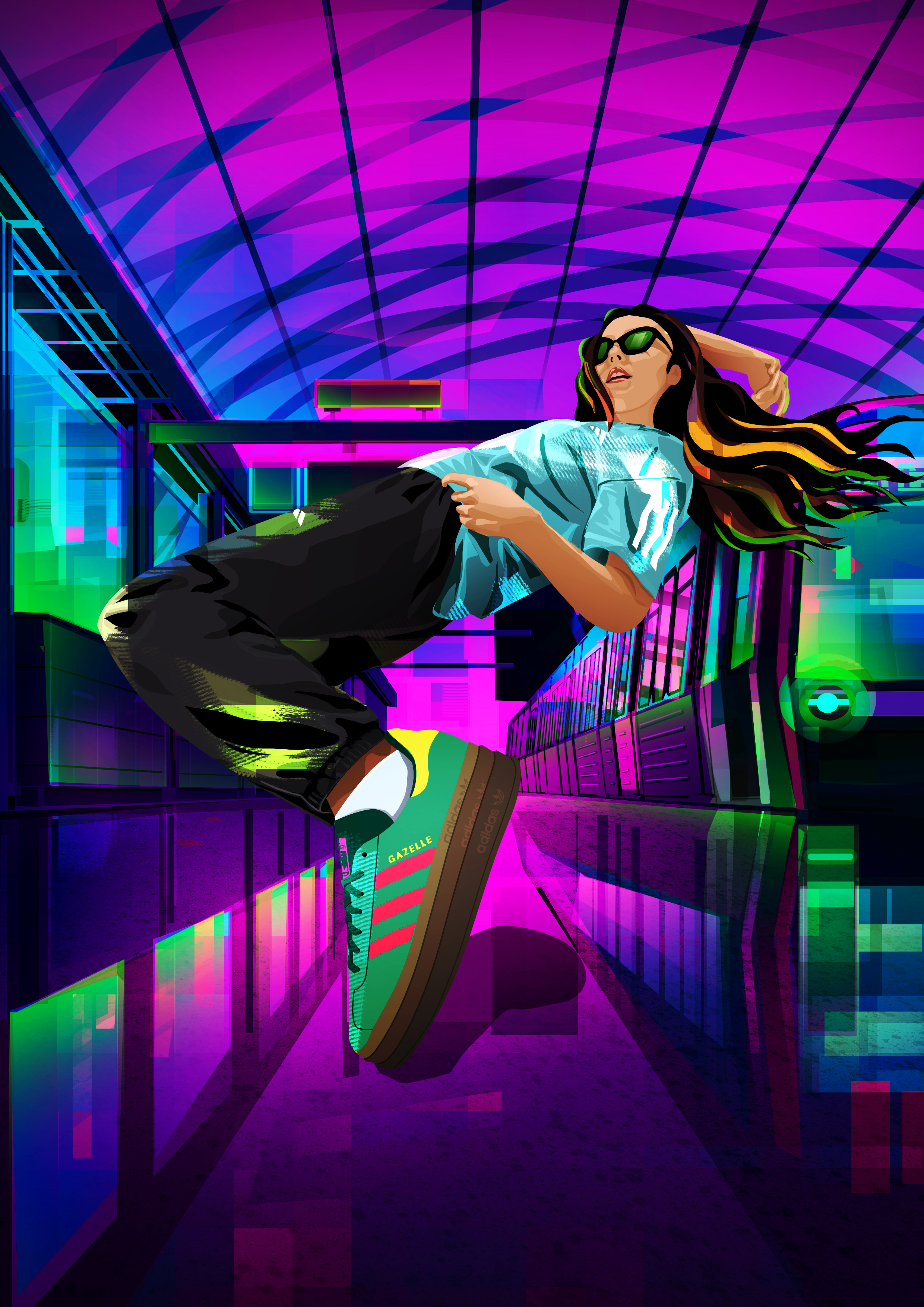 Neon Fashion Part IV character design city colorful fashion illustration lights noen print sport fashion street vector