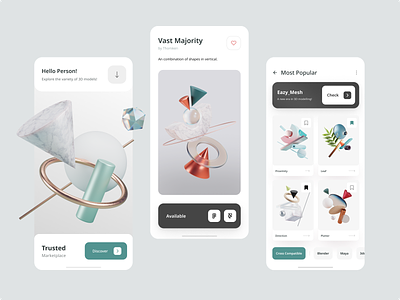 3D Assets Marketplace & Resource Management 3d 3ds max app assets blender c4d creative dimension icons itcraft marketing marketplace maya mobile object product render revenue shapes ui