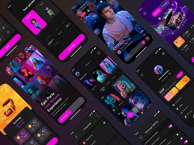 Party and Live Streaming Mobile App app design dark app event app live live app live streaming app mobile app reels app short reels app social media app streaming streaming app ui ux video streaming