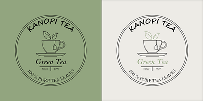 Green Tea Logo Set branding design illustration line art logo