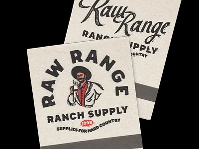 RAW RANGE RANCH SUPPLY artwork graphic design illustration matchbook vintage matchbook