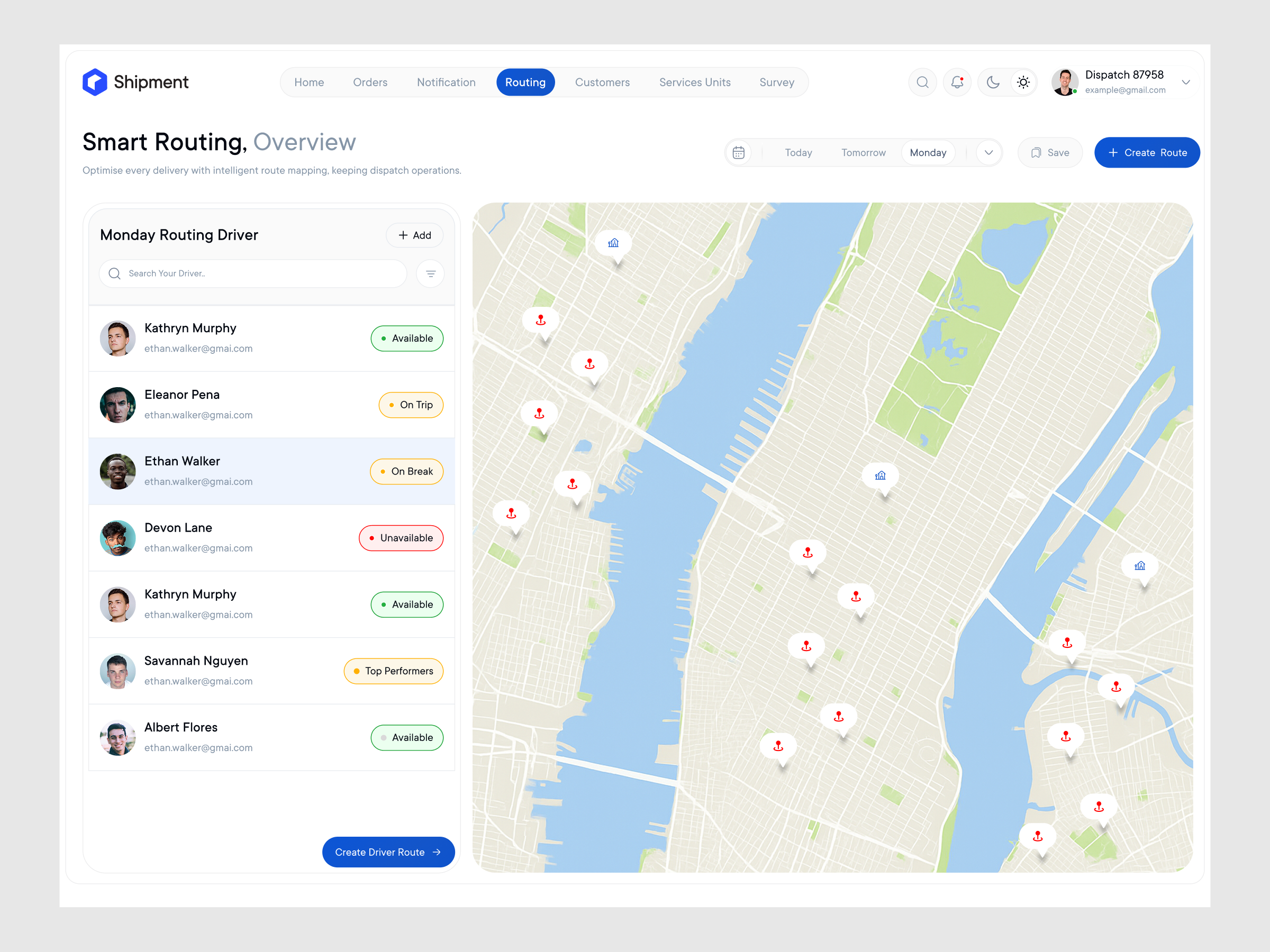 Shipment Tracking Saas Web App b2b cargo dashboard logistic company logistics product design saas saas uiux shipment route tracker shipping software tms track tracking transport transportation uiux ux uxdesign web app