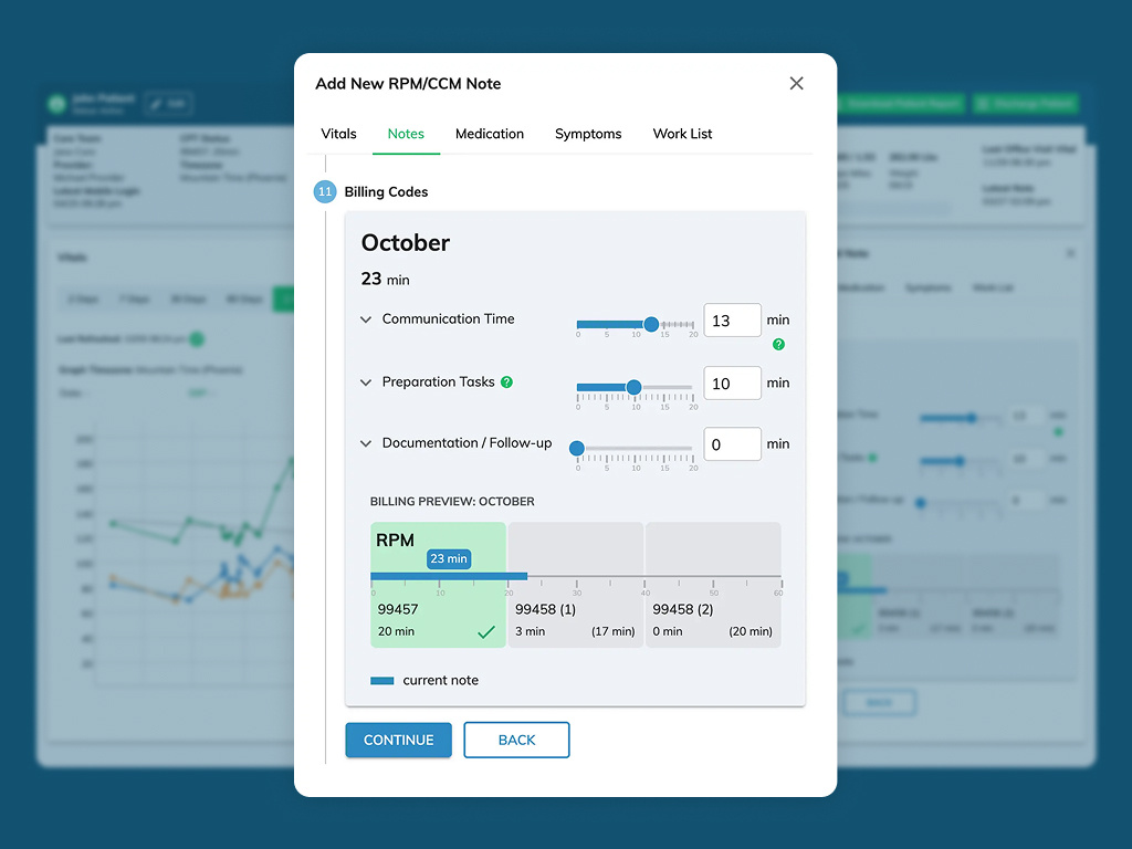 Structured RPM/CCM note-taking for accurate billing dashboard healthcare healthcare software note taking product design saas ui ui design ux design