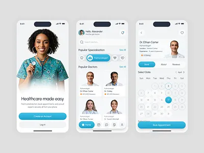 Clinova – Modern Healthcare, Simplified application appoinment app apps doctor doctor appoinment doctor booking app health health app health overview home screen app ios medicalcare mobile app ui mobile ui patient app ui uiux ux video call app