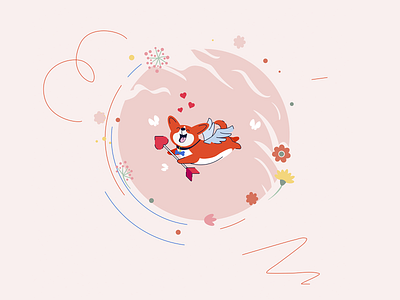 Cute Corgi Cupid graphic design motion graphics valentines day