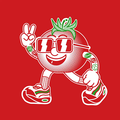 Jerry Tomato for Can Pizza 2d 2d animation adobe after effects adobe illustrator animation illustration mascot pizza tomato vector walking cycle