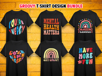 Retro Groovy Wavy Funky T-shirt Design Bundle amazon tshirt design etsy groovy groovy groovy attire groovy tshirt retro design retro groovy retro groovy tshirt tshirt design