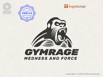 Gorilla logo animal arm wrestling bodybuilding brand branding fitness gorilla logo logolounge logolounge 12 logolounge book 12 logotype monkey rabid rage sport