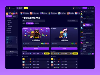 Casino Tournaments casino casino design casino platform crypto crypto games crypto lottery crypto ui dark mode dark ui esports game design igaming leaderboard lottery ranking social casino sports tournaments ui ui ux
