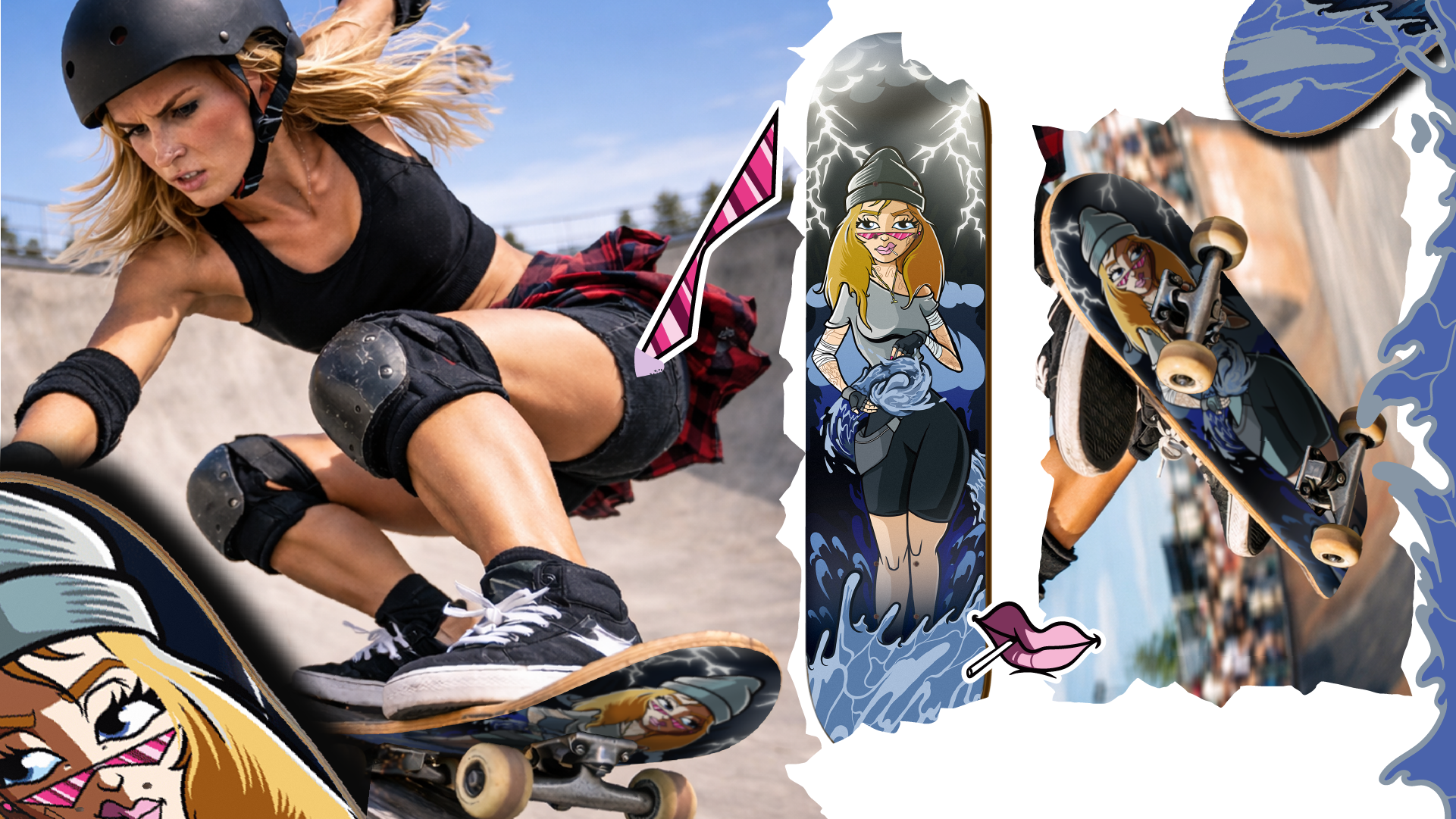 Skateboard Design Sea Girl adobeillustrator branding character characterdesign design graphic design illustration skate skateboard skatebrand skatedesign skategirl vector